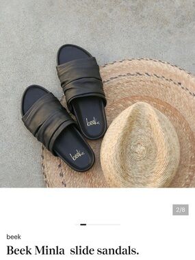 beek Black Ruched Slide Sandals